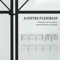 Outsunny Juego de 5 Vallas Decorativas para Jardín 305x61 cm Combinación Libre en Forma de Arco Barrera para Animales Negro(m-5)
