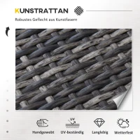 Outsunny 8-tlg. Polyrattan Gartengarnitur Gartenmöbel Garten-Set Sitzgruppe Loungeset Loungemöbel Beistelltisch als Aufbewahrungskorb Dunkelgrau Stahl + Polyester 58 x 58 x 37 cm(m-4)