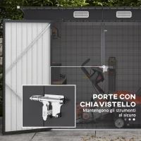 Outsunny Capanno Porta Attrezzi con Chiavistello, in Acciaio Zincato, 249x121x183 cm, Grigio(m-5)