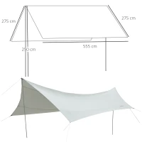 Outsunny Bâche Anti-Pluie Voile d'ombrage Toile de Camping 5,55L x 5,5l m avec Deux Hardcore Polyester Haute densité 190T imperméable Anti- UV Léger et Facile à Transporter Gris(m-3)