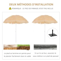 Outsunny Parasol de Plage Jardin Design Hawai 160 cm Raphia Artificiel Beige(m-7)