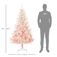 HOMCOM 6FT Pink Artificial Christmas Tree Holiday Home Decoration Ornament w/ Metal Stand Fully Pretty Home Office Joy(m-3)