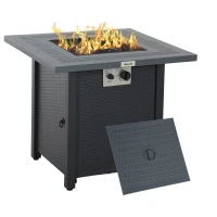 Outsunny 71 x 71cm 40000 BTU Gas Firepit Table - Black/Dark Grey(m-1)