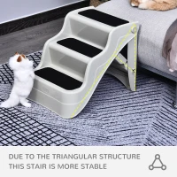 PawHut 3-steps Dog Stairs, Plastic Cat Ladder Lightweight, Pet Access Steps, for Bed, Sofa, Non-slip Stickers, White(m-6)