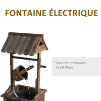 Outsunny Fontaine de Jardin d'ornement - puit de Jardin - dim. 57L x 50l x 112H cm - Pompe à Eau Submersible Incluse - Bois Sapin traité carbonisation(m-5)