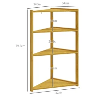 HOMCOM Meuble étagère de rangement 4 niveaux sur pieds en bambou - étagère salle de bain - dim. 37L x 34l x 79,5H cm(m-3)