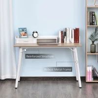 HOMCOM Small Computer Desk with Monitor Stand, Drawer and Storage Compartments, Home Office Desk for Small Spaces, Study Table, White(m-5)