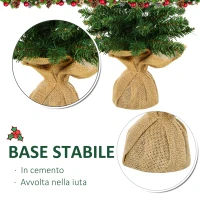 HOMCOM Albero di Natale Mini 60cm con 70 Rami Folti e Aghi Realistici in PVC, Base in Cemento e Iuta(m-4)