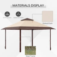 Outsunny 4 x 4m Pop-up Gazebo Double Roof Canopy Tent with UV Proof, Roller Bag & Adjustable Legs Outdoor Party, Steel Frame, Coffee(m-4)