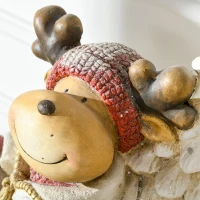 HOMCOM Weihnachtsdeko, Rentier mit Weihnachtsbaum, warme LED-Beleuchtung, Batteriebetrieb, In- und Outdoor, 44 cm(m-9)