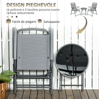 Outsunny Set da Giardino 3 Pezzi con 2 Sedie 53.5x64x93 cm e Tavolino da Caffè Ø45x50 cm, in Metallo, Grigio Chiaro(m-4)