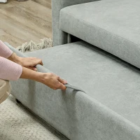 HOMCOM 2-Sitzer Sofa mit Bettfunktion, Verstellbarer Rückenlehne, Polstersofa, Samtoptik, für Wohnzimmer, Schlafzimmer, Hellgrau(m-9)