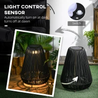 Outsunny Three-Level Solar Powered Rattan Lamp - Black(m-6)