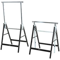 DURHAND Sägebock, Arbeitsbock, Hohenverstellbar, Faltbar, Metall, Schwarz, 68 x 56 x 80-130 cm, Belastbarkeit 200kg(m-4)