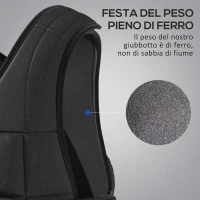 HOMCOM Giubbotto Zavorrato 20kg Unisex 38 Pesi Singoli, Imbottitura, Chiusure con Velcro, Nero(m-5)