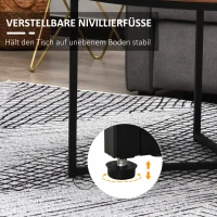 HOMCOM Couchtisch rund in Holzoptik, Kaffeetisch, Metallbeine, Spanplatte, Braun, Ø80 x H45 cm(m-6)