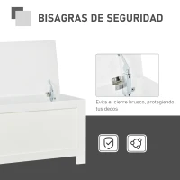 HOMCOM Baúl de Almacenaje con Tapa Baúl de Almacenaje Versátil con Bisagra de Seguridad para Pasillo Salón 81x40x46 cm Blanco(m-5)
