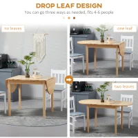 HOMCOM 4-6 Person Wooden Drop-Leaf Table - Natural Finish(m-5)