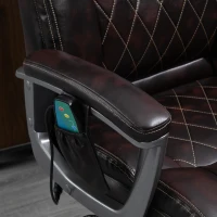 Vinsetto Massage-Bürostuhl 6-Punkt-Massage-Drehstuhl ergonomischer Stuhl Einstellbare aus Kunstleder mit gewölbter Kopfstütze und Armlehne Braun 70 x 76,5 x 114-124 cm(m-8)