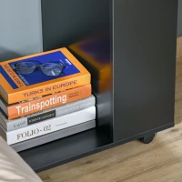 HOMCOM Mobile Sofa Side Table C-Shape End Table with Storage and Casters for Laptop Coffee Snack, Black(m-9)