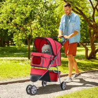 PawHut 3 Wheel Pet Stroller for Small and Miniature Dogs, Red(m-2)