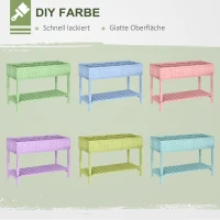 Outsunny Hochbeet 6 Fächer Pflanztisch Blumenkasten Tannenholz 1 Ablage + Abfluss(m-5)