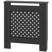 HOMCOM Copritermosifoni in Legno MDF Traforato a Croce con Ripiano e Fissaggio a Muro, 78x19x82 cm, Nero(m-10)