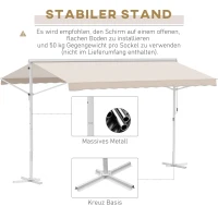 Outsunny Freistehende Markise, neigungsverstellbar, Handkurbel, Metallgestell, wetterfest, 4x3m, Cremeweiß(m-7)