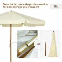 Outsunny 3.3(m) Patio Umbrella, Garden Parasol, Outdoor Sun Shade Canopy with 8 Bamboo Ribs, Ruffles and Wood Pole, Beige(m-4)