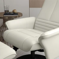 HOMCOM Relaxsessel, Fernsehsessel mit Hocker, drehbar, ergonomisch, Mikrofasertuchoptik, bis 150 kg, Cremeweiß(m-8)