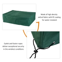 Outsunny Garden Furniture Cover, Oxford Fabric Outdoor Rectangular Rattan Furniture Cover with PE Coating, Waterproof, Windproof, Anti-UV, 222 x 155 x 67cm, Green(m-5)