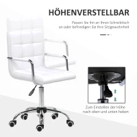 HOMCOM Bürostuhl im Retrodesign, höhenverstellbar, 5 Rollen, 52,5 cm x 54 cm x 99 cm, Weiß(m-4)