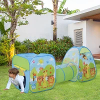 HOMCOM Tenda Gioco Colorata per Bambini 3 in 1 con Tunnel, con Sistema Pieghevole Pop-up (230cm x 74cm x 93cm)(m-2)