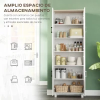 HOMCOM Alacena de Cocina Armario de Almacenaje Multifuncional con 4 Puertas y Estantes Ajustables 60x30x171 cm Blanco(m-4)