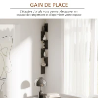 HOMCOM Étagère d'angle Murale à 5 Niveaux Hauteur 120 cm Forme de Zigzag en Bois Noire(m-4)