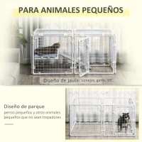 Pawhut Valla Metálica para Mascotas Parque para Conejos Conejera con 9 Paneles Puerta con Pestillo y Escalera para Cobayas Gatos Cachorros Diseño DIY 68x68x2,5 cm Blanco(m-5)