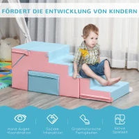 HOMCOM Kletter- und Rutschspielzeug für Kinder, fördert Motorik, Kunstleder, EPE-Schaum, 86x49x47 cm, Rosa+Blau(m-4)