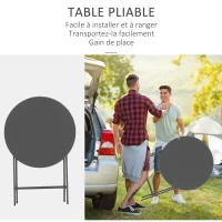 Outsunny Salon de jardin bistro pliable - table ronde Ø 60 cm avec 2 chaises pliantes - métal thermolaqué gris(m-6)