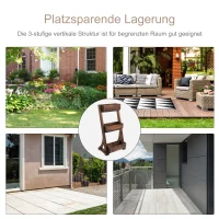 Outsunny Blumenständer Blumentreppe Holz Blumenleiter mit 3 Ablagen Pflanzentreppe Pflanzregal Pflanzenständer Blumenregal  Braun 61 x 48 x 118 cm(m-6)