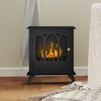 HOMCOM Ethanol Fireplace Stove, Freestanding Bioethanol Fire, Indoor Ethanol Burner with 0.9 Litres Volume, Burns for Up to 3.3 Hours, 21 Inch, Black(m-6)