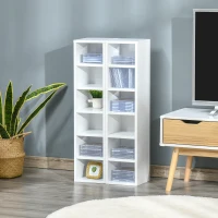 HOMCOM Lot de 2 étagères colonnes Armoire de Rangement CD-DVD 6 + 6 Compartiments dim. 21L x 19l x 88H cm capacité Max. 160 CD Blanc(m-8)