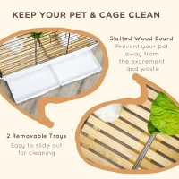 PawHut Indoor Small Animal Cage for Rabbits, Guinea Pigs w/ Wood Floor, Removable Trays(m-7)