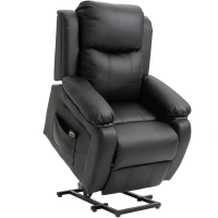 HOMCOM Poltrona Elettrica Alzapersona Reclinabile fino 160° con Telecomando, in Similpelle, Nero(m-1)