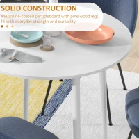 HOMCOM Folding Dining Table for 4, Round Drop Leaf Table, Modern Space Saving Small Kitchen Table with Wood Legs for Dining Room, White(m-6)