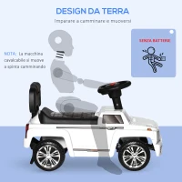 HOMCOM Macchina Giocattolo Cavalcabile Fuoristrada per Bambini, Macchina Bambini con Fari e Musiche, Età 18-36 Mesi, 68x30.5x41.5cm, Bianco(m-5)