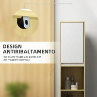 HOMCOM Mobile Colonna Bagno Salvaspazio in Legno con 2 Armadietti e Ripiani, 30x24x170 cm, Rovere e Bianco(m-7)