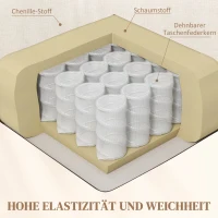HOMCOM Relaxsessel, verstellbar, 104x100x102cm/164x76cm, Cremeweiß(m-6)