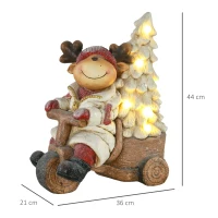 HOMCOM Weihnachtsdeko, Rentier mit Weihnachtsbaum, warme LED-Beleuchtung, Batteriebetrieb, In- und Outdoor, 44 cm(m-3)