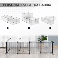 PawHut Recinto per Animali Modulabile con Pannelli 35x35 cm e Accessori, in Acciaio e PP, 140x70x70 cm, Nero(m-4)