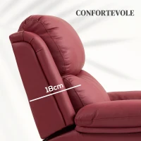 HOMCOM Poltrona Alzapersona Reclinabile con Poggiapiedi e Telecomando, in Pelle PU, 76x90x105 cm, Rosso(m-5)